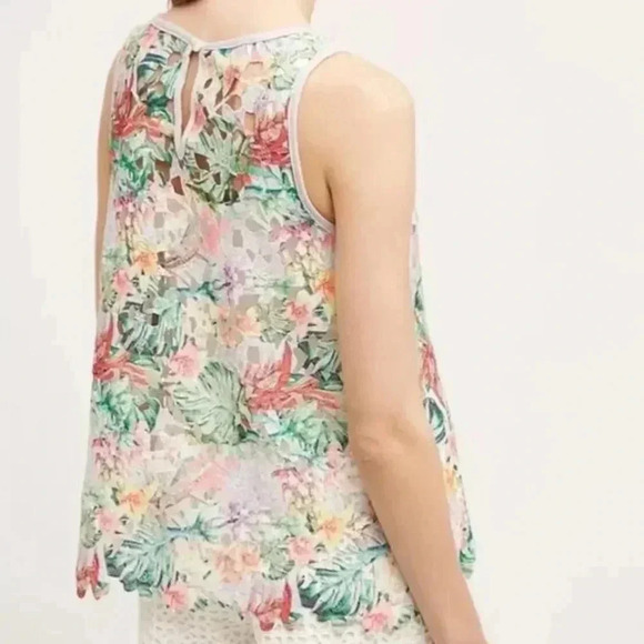 Anthropologie inari fiore floral cut out tank top sleeveless medium colorful - Picture 4 of 16
